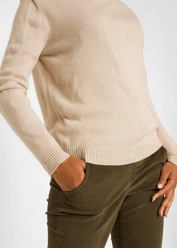 Stickad tr&ouml;ja med rund halsringning, bonprix