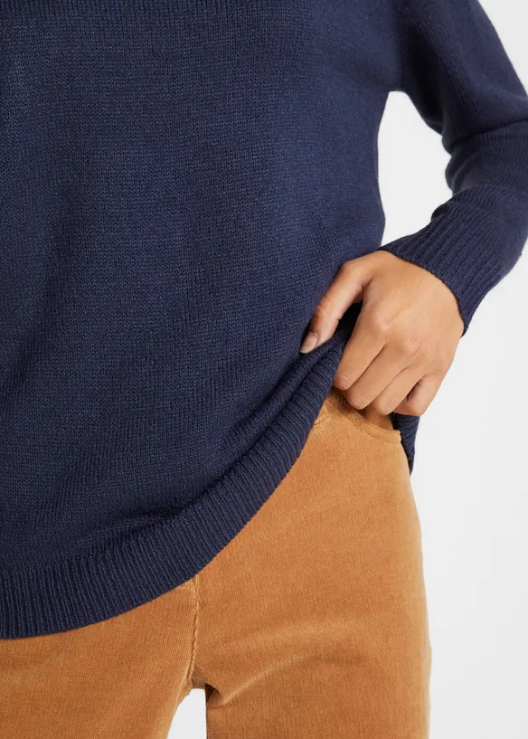 Stickad tr&ouml;ja med rund halsringning, bonprix