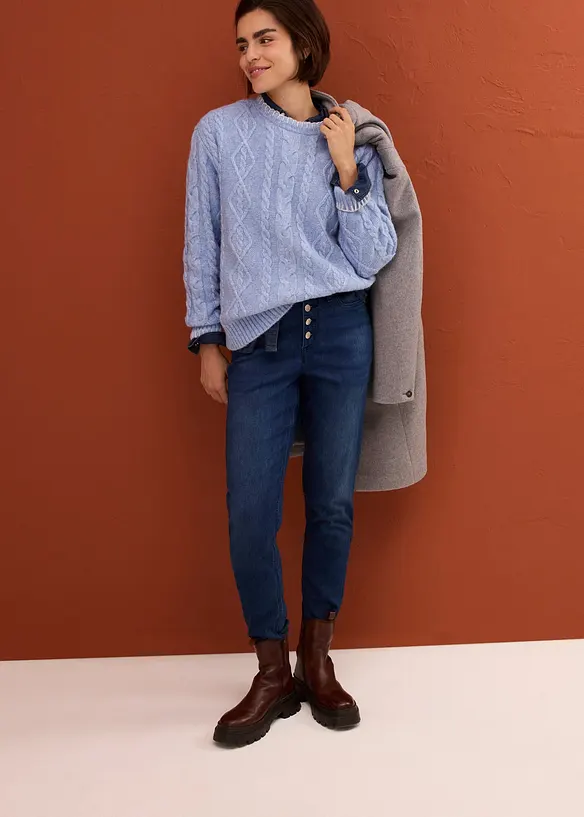 Tr&ouml;ja med fl&auml;tstickning, bonprix