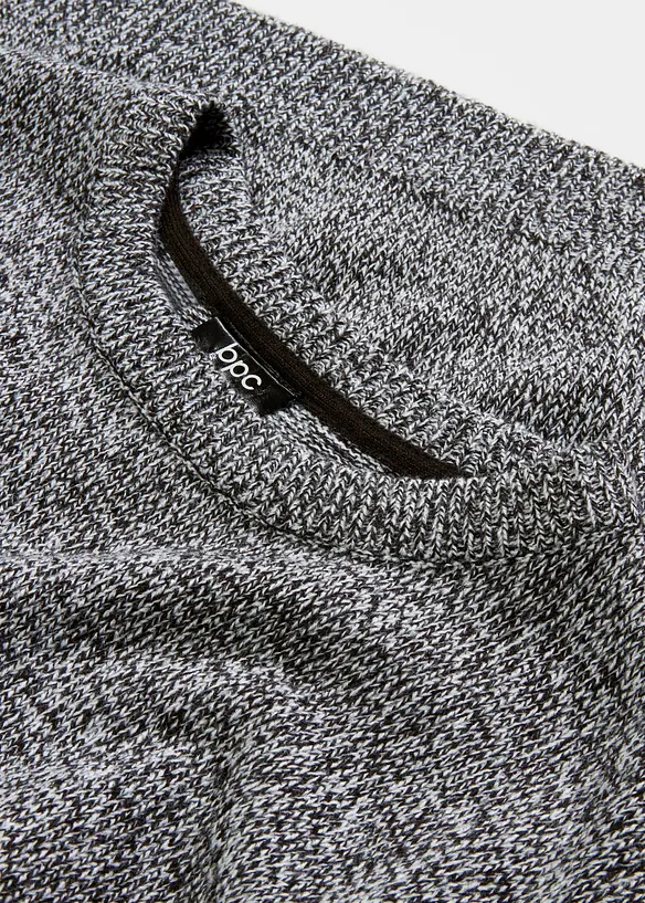 Stickad tr&ouml;ja med rund halsringning i melerad look, bonprix