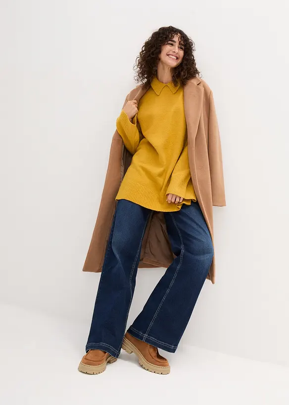 Oversizetr&ouml;ja med krage och slits i sidan, bonprix