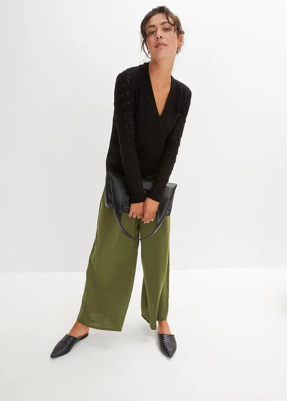 H&aring;lm&ouml;nstrad tr&ouml;ja med omlottlook, bonprix