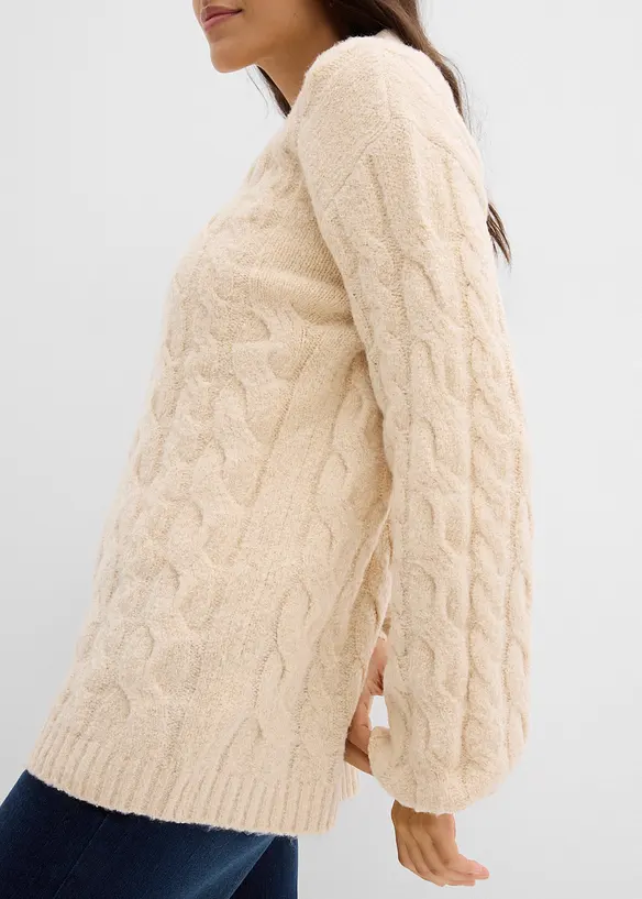 Oversizetr&ouml;ja med fl&auml;tstickning, bonprix