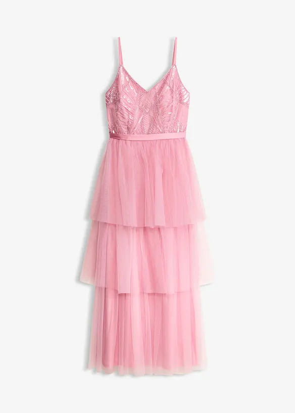 Aftonkl&auml;nning med spets och skir tyll i kjoldelen, bonprix