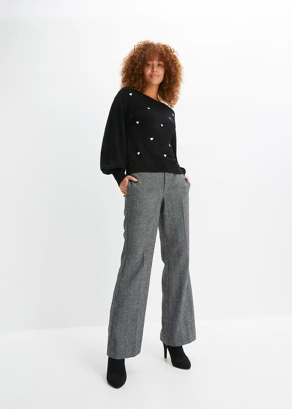 Finstickad tr&ouml;ja av viskosmix, bonprix