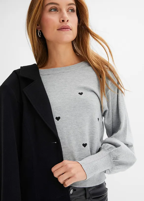 Finstickad tr&ouml;ja av viskosmix, bonprix