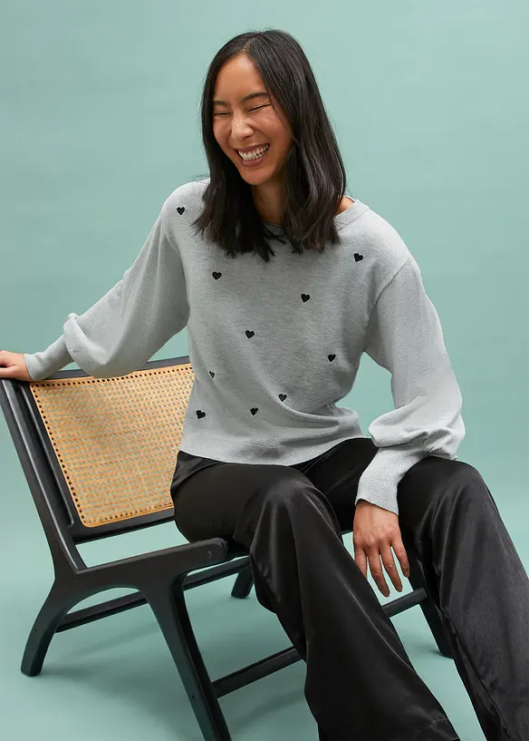 Finstickad tr&ouml;ja av viskosmix, bonprix