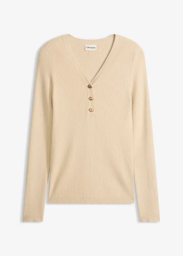 Ribbstickad tr&ouml;ja med viskos, bonprix