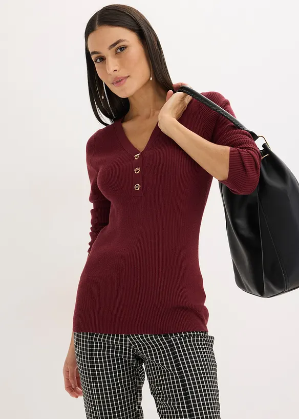 Ribbstickad tr&ouml;ja med viskos, bonprix