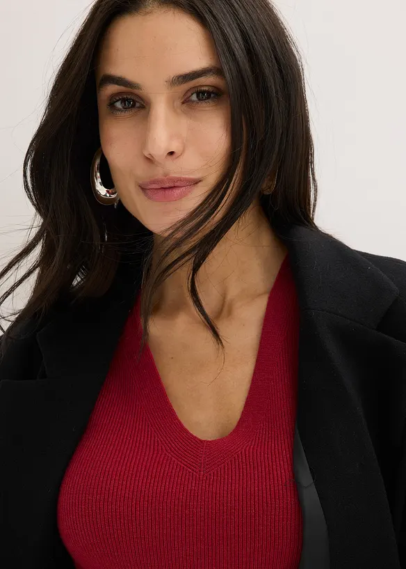 Ribbstickad tr&ouml;ja med viskos, bonprix