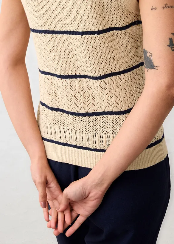 H&aring;lm&ouml;nstrad v&auml;st med linneandel, bonprix