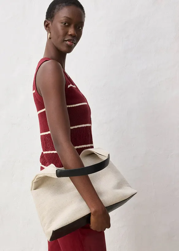 H&aring;lm&ouml;nstrad v&auml;st med linneandel, bonprix