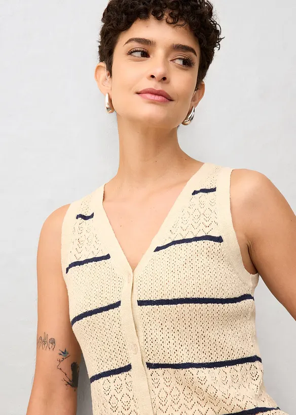 H&aring;lm&ouml;nstrad v&auml;st med linneandel, bonprix