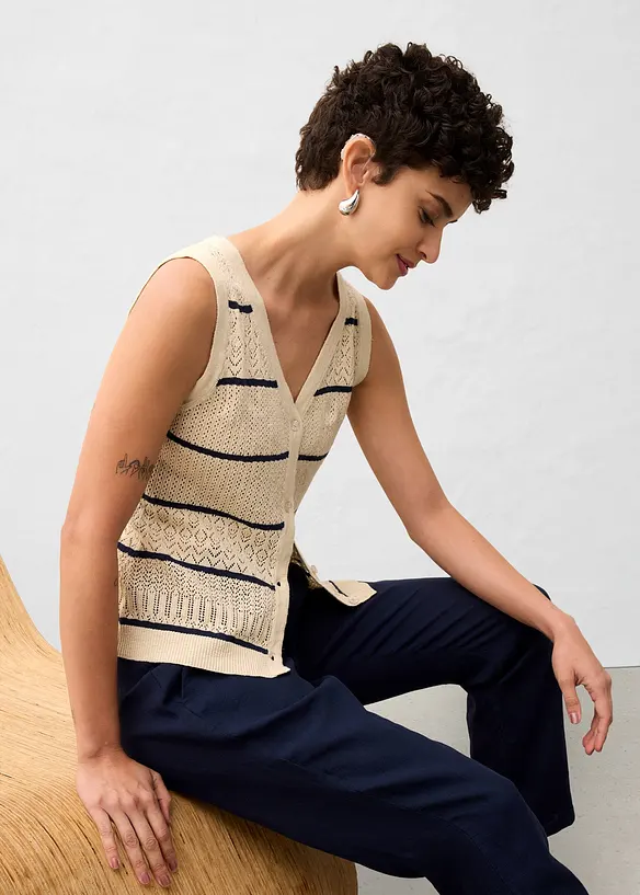 H&aring;lm&ouml;nstrad v&auml;st med linneandel, bonprix