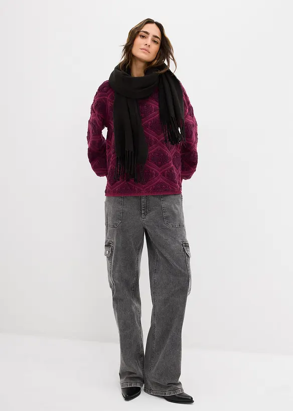 Stickad tr&ouml;ja i fyrkantig modell, bonprix