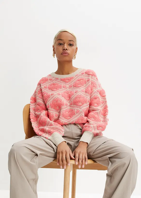 Stickad tr&ouml;ja i fyrkantig modell, bonprix