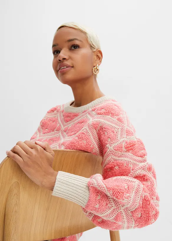 Stickad tr&ouml;ja i fyrkantig modell, bonprix