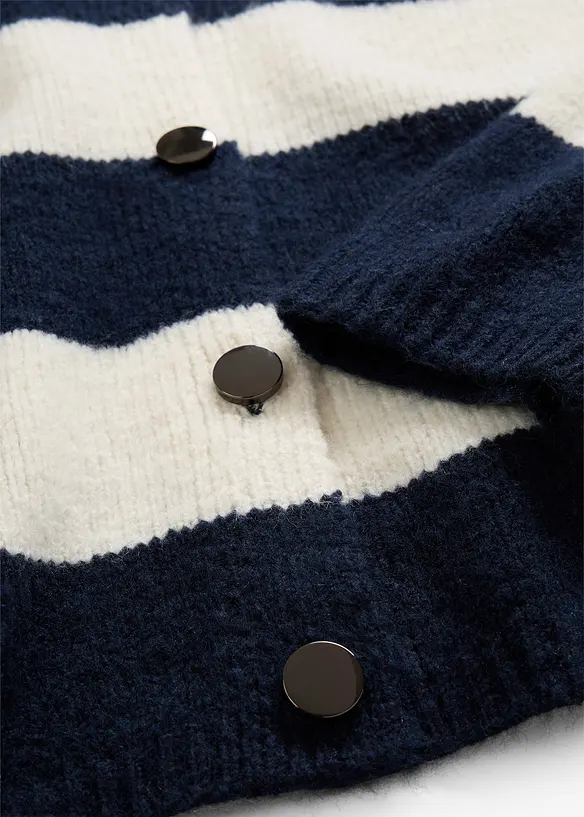 Finstickad cardigan med r&auml;nder, bonprix