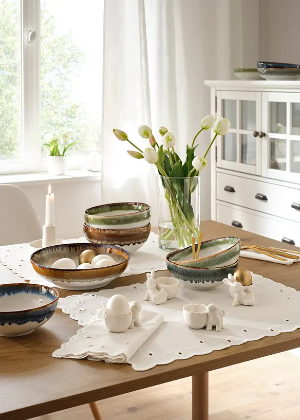 Tygservetter i ekologisk bomull med broderi (2-pack), bonprix