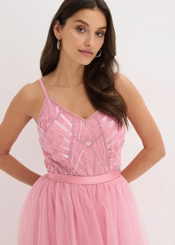 Aftonkl&auml;nning med spets och skir tyll i kjoldelen, bonprix