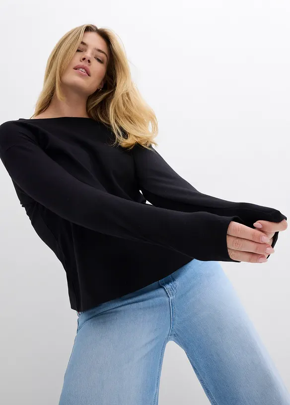 L&aring;ng&auml;rmad topp av ekologisk bomull i kraftig kvalitet, bonprix