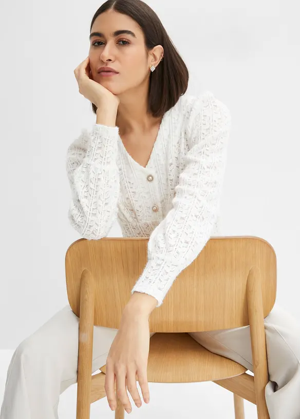 Cardigan med smyckesknappar, bonprix