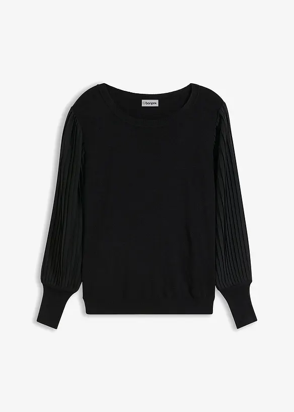 Finstickad tr&ouml;ja av viskosmix med mjukt fall, bonprix