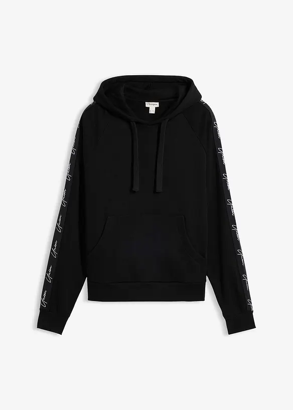 Sweatshirt med huva i ekologisk bomull, avslappnad passform, bonprix