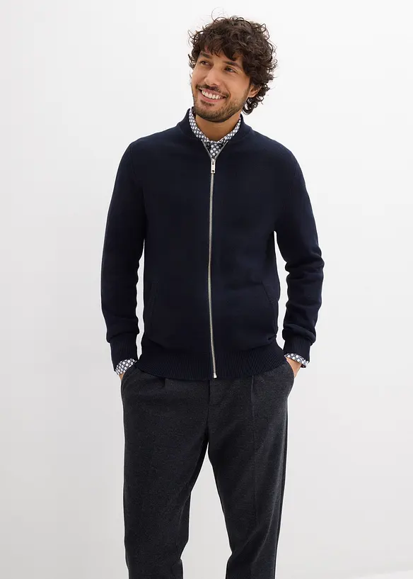 Cardigan med &aring;tervunnen bomull, bonprix