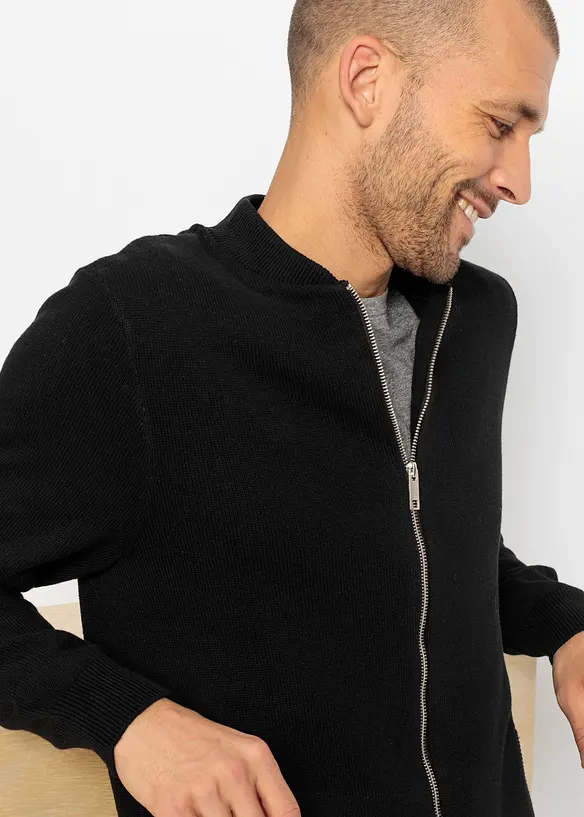 Cardigan med &aring;tervunnen bomull, bonprix