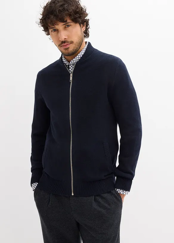 Cardigan med &aring;tervunnen bomull, bonprix