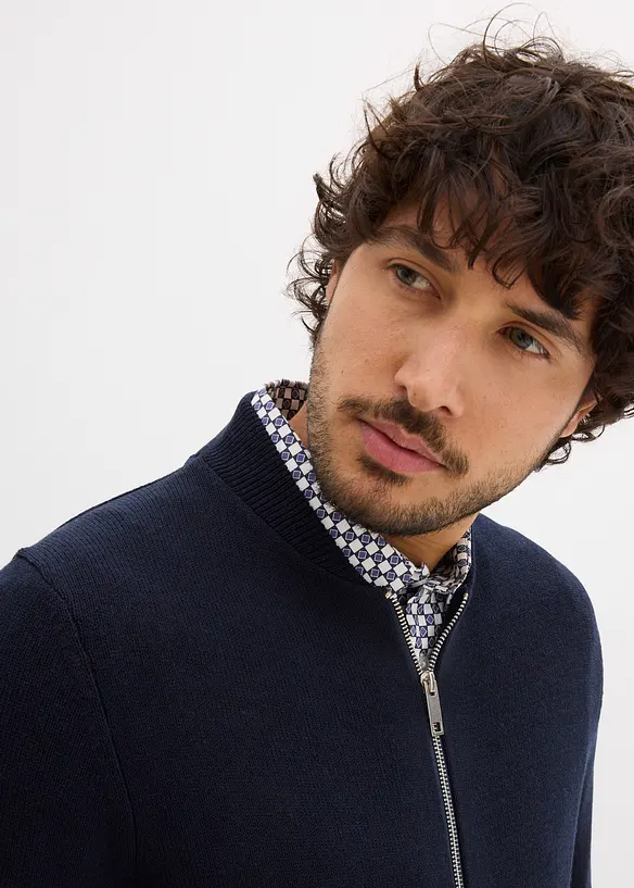 Cardigan med &aring;tervunnen bomull, bonprix