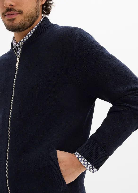 Cardigan med &aring;tervunnen bomull, bonprix