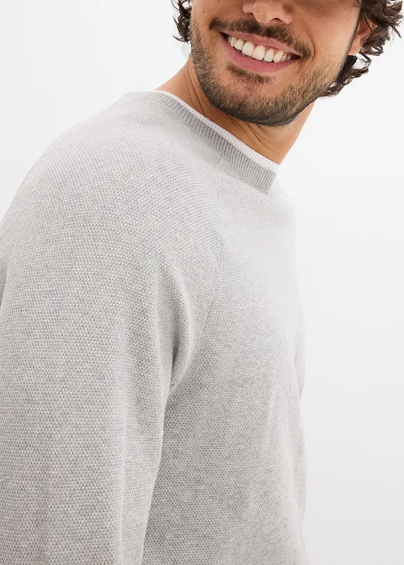 Finstickad tr&ouml;ja med 2-i-1-look, bonprix