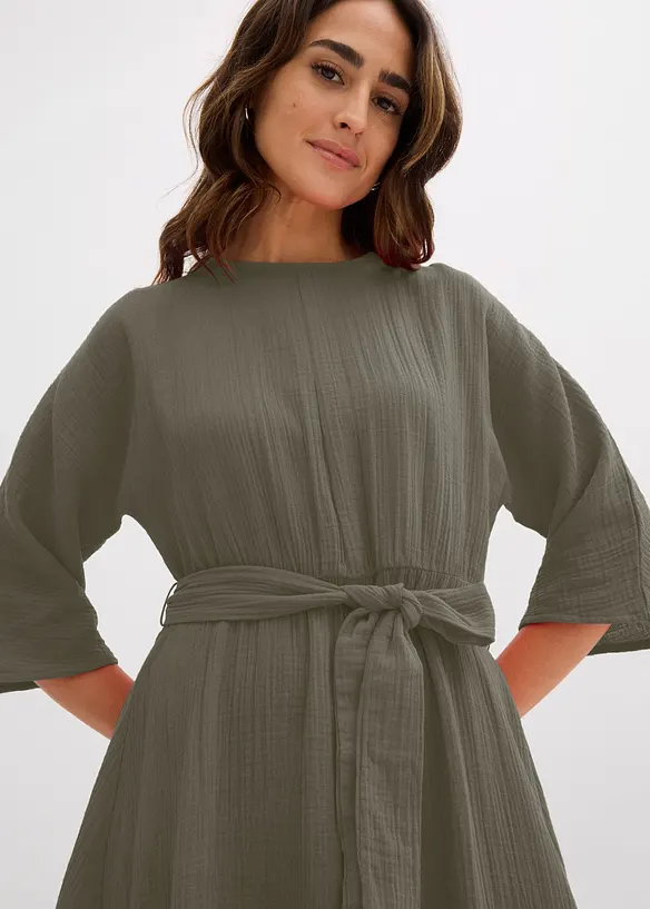 Mellanl&aring;ng kl&auml;nning i mjuk bomull, bonprix