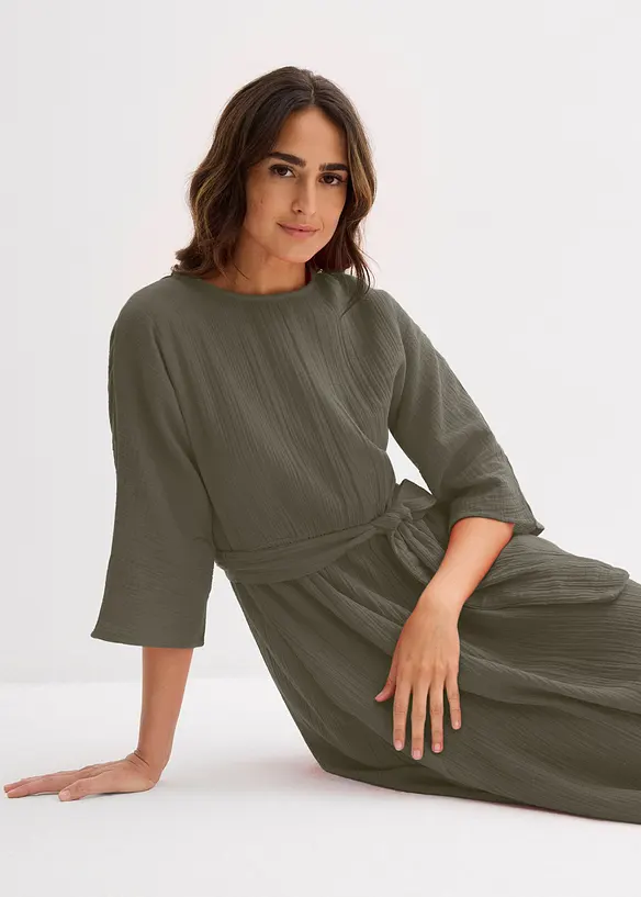 Mellanl&aring;ng kl&auml;nning i mjuk bomull, bonprix