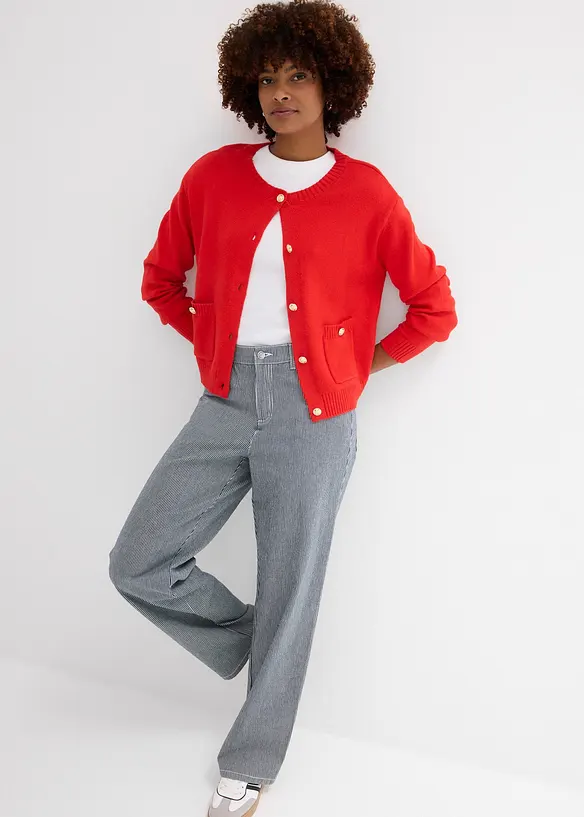 Loose Straight Jeans High Waist, randiga, bonprix