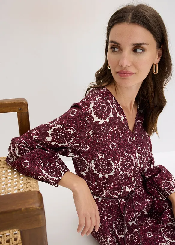 Mellanl&aring;ng kl&auml;nning i mjuk viskosmix, bonprix