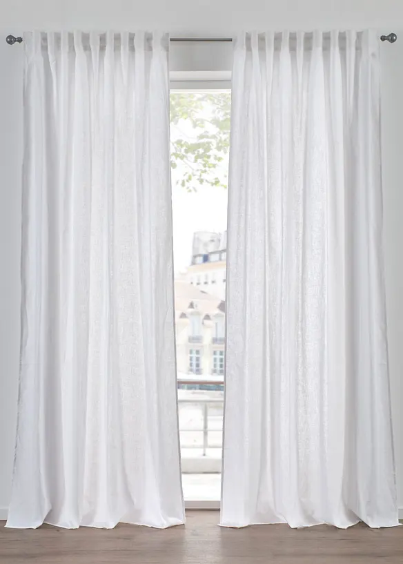 Gardinl&auml;ngd i bomull med linneandel (1-pack), bonprix