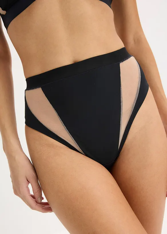 Midjestringtrosa med transparenta inf&auml;llningar, bonprix