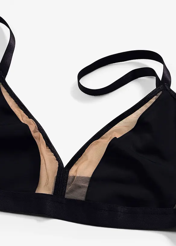 Bralette utan bygel med transparenta inf&auml;llningar, bonprix