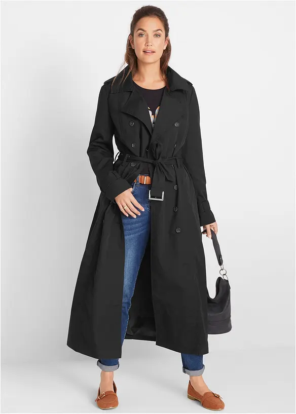 L&aring;ng trenchcoat med midjeb&auml;lte, bonprix