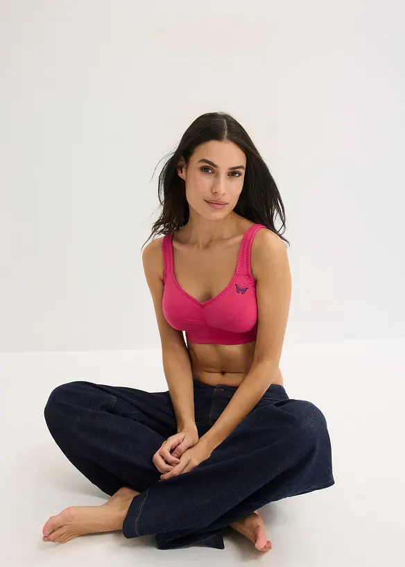 BH utan bygel, med ekologisk bomull (2-pack), bonprix