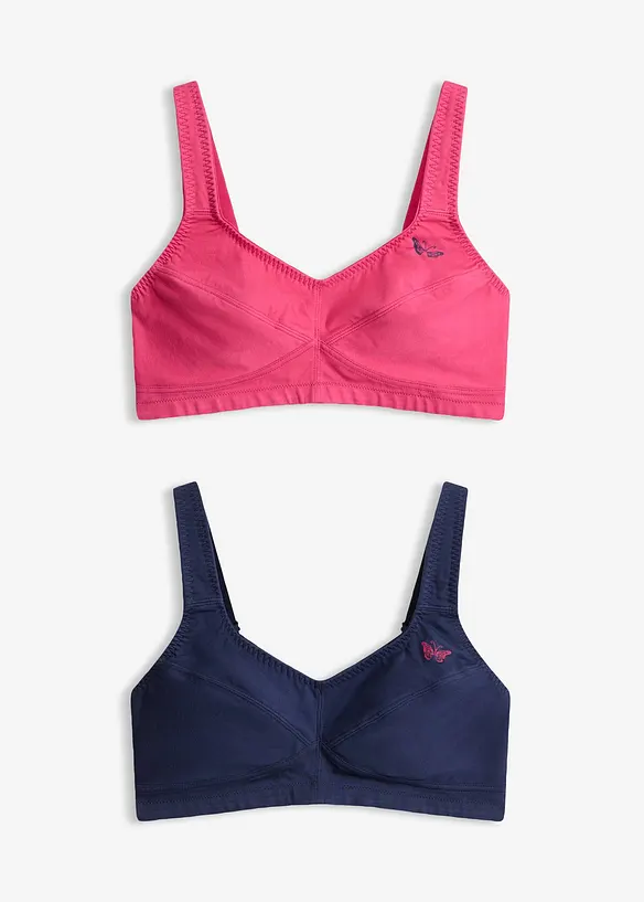 BH utan bygel, med ekologisk bomull (2-pack), bonprix