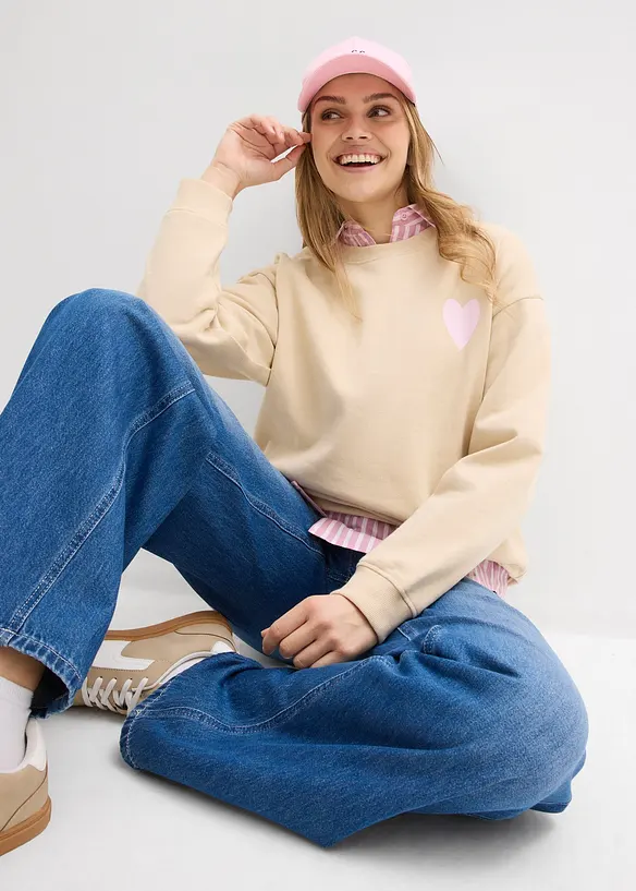 Oversizesweatshirt i ekologisk bomull, bonprix