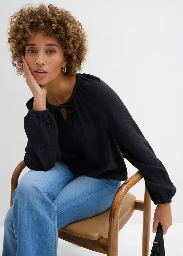 Muslinblus av bomull, bonprix