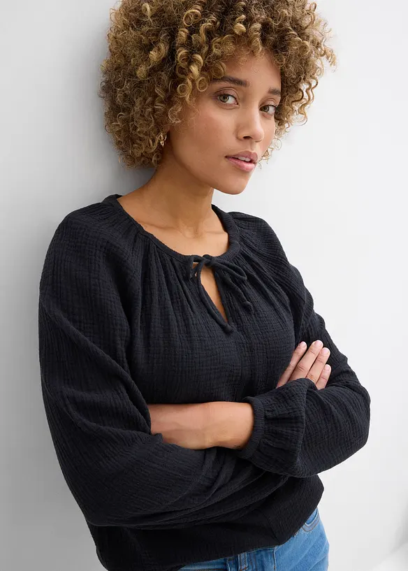 Muslinblus av bomull, bonprix