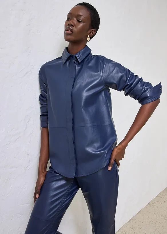 Skinnskjorta i lammnappa, bonprix