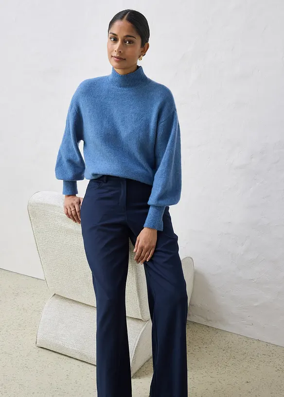 Byxa av ylleblandning i femficksmodell, bonprix