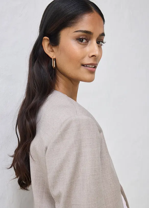 Kavaj utan krage i mjuk ylleblandning, bonprix